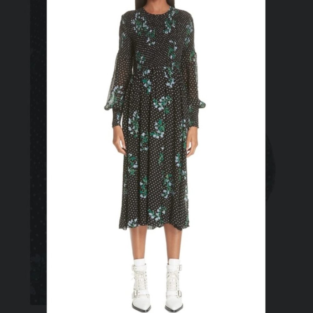 Ganni Rometty Georgette Floral Midi Dress